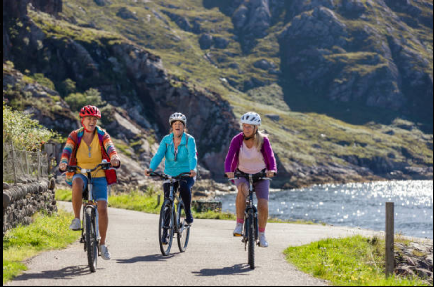 Woman biking with steady energy